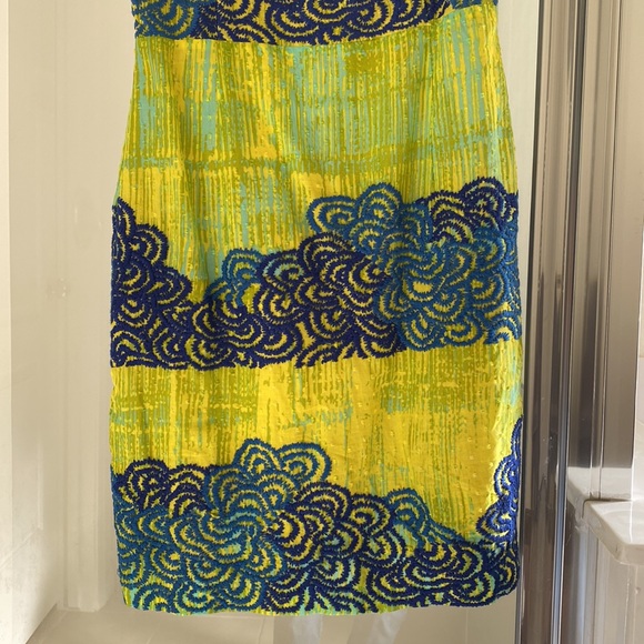 NWT Anthropologie Tabitha Neon Azure Scroll Dress 0 - Picture 6 of 7